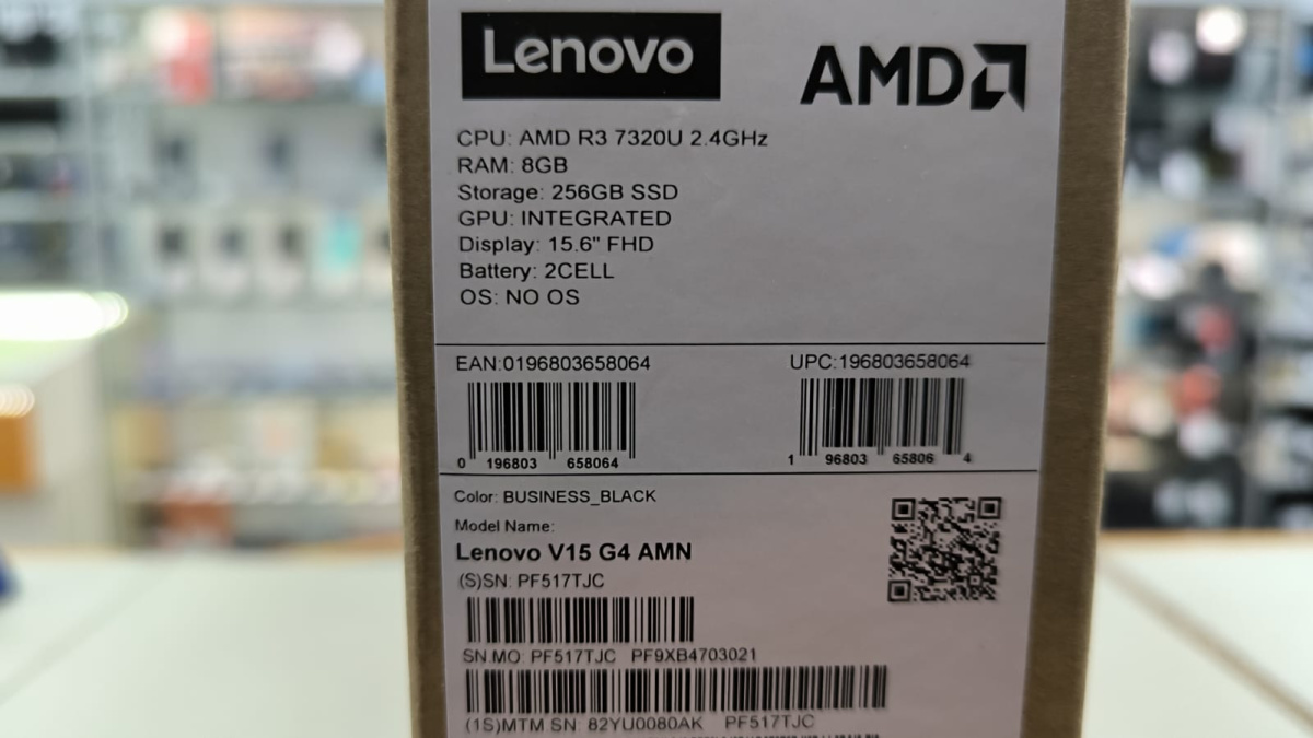 Ноутбук Lenovo V15 G4; Ryzen 3 7320, AMD Graphics, 8 Гб, 500 Гб, Нет