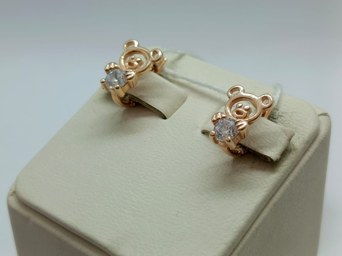 СКМ585 СЕРЬГИ С КАМНЕМ (Au 585)