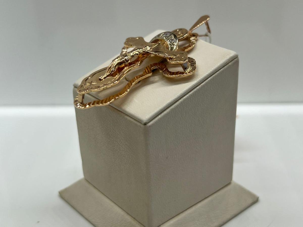 ПОДВЕСКА КРЕСТ С КАМНЯМИ (Au 585)