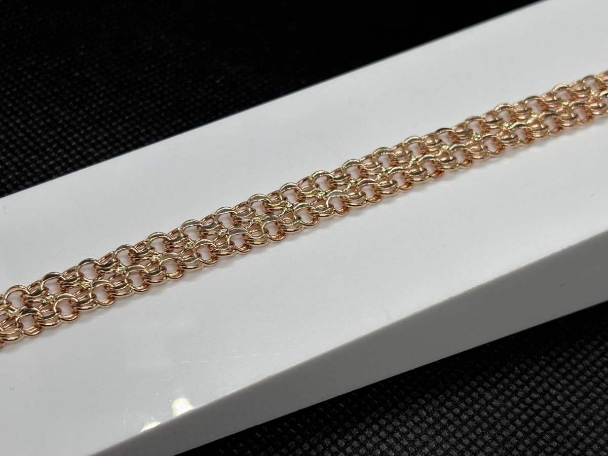 Бисмарк Б70 Двухрядный БРАСЛЕТ ПУСТОТЕЛЫЙ (Au 585)