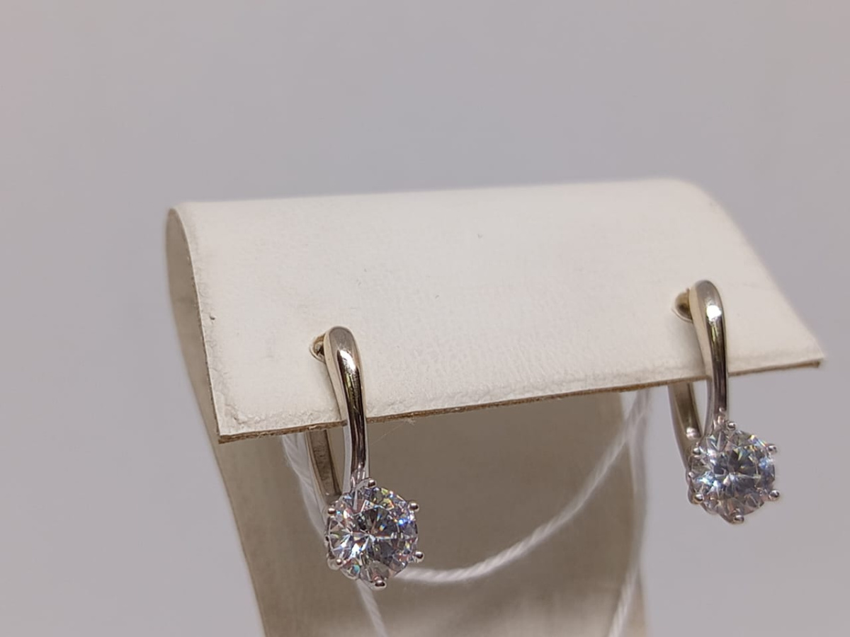 СКМ585 СЕРЬГИ С КАМНЕМ (Au 585)