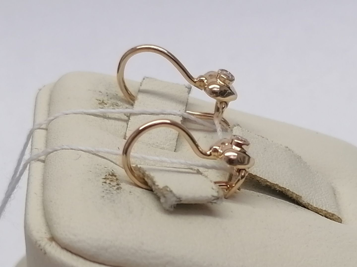 СЕРЬГИ ПЕТЕЛЬКА с камнем (Au 585)