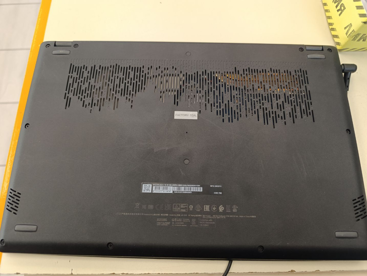 Ноутбук MSI Modern 15 b12m-209ru; Core i5-1235U, Intel iris XE Graphics, 16 Гб, 512 GB, Нет