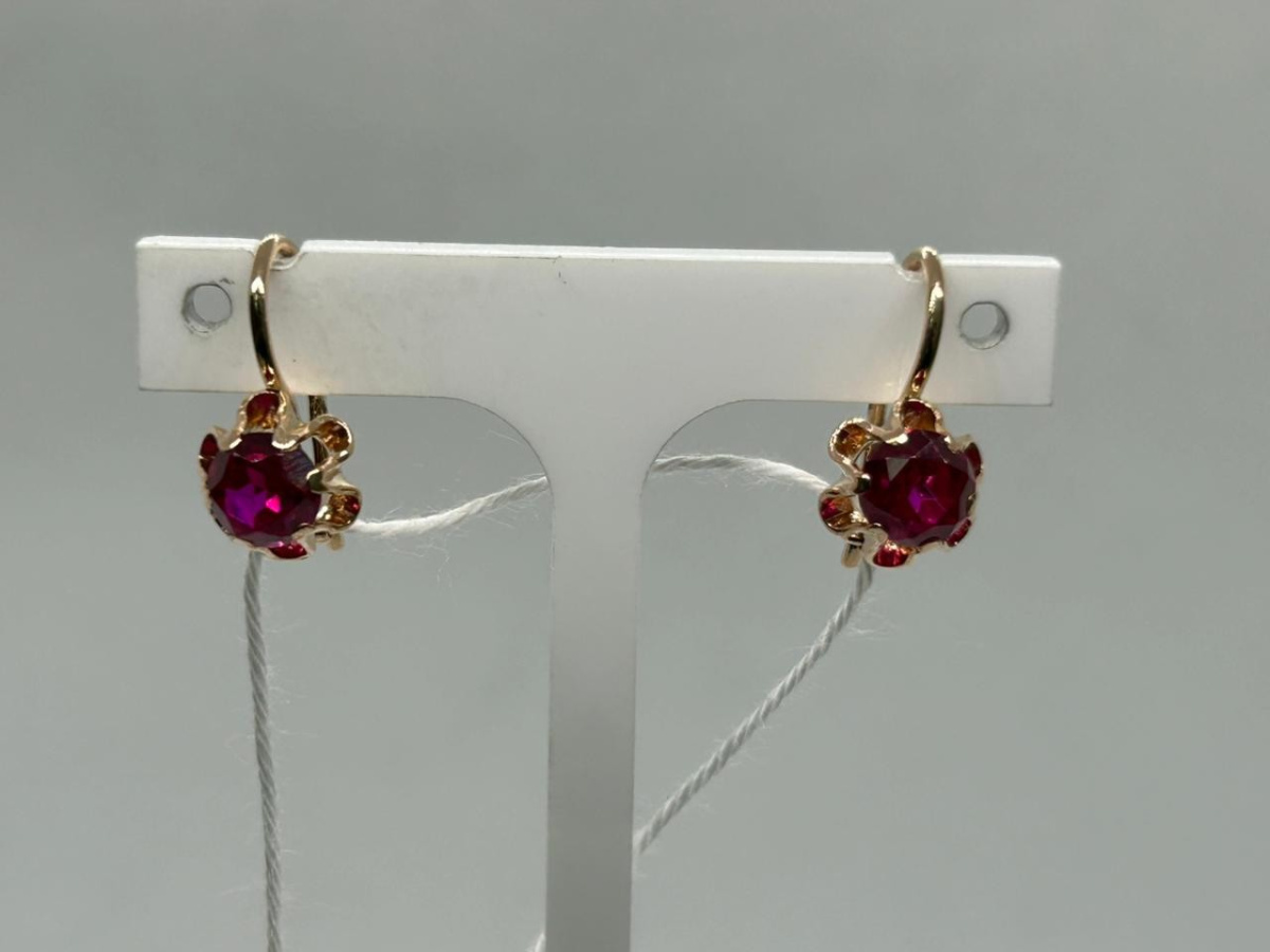 СКМ583 СЕРЬГИ С КАМНЕМ (Au 583)