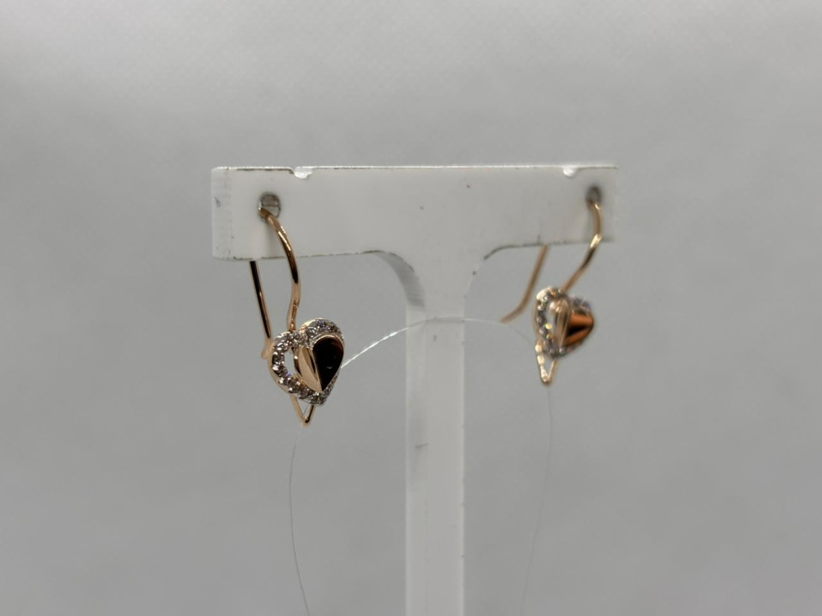 СЕРЬГИ ПЕТЕЛЬКА с камнями (Au 585)