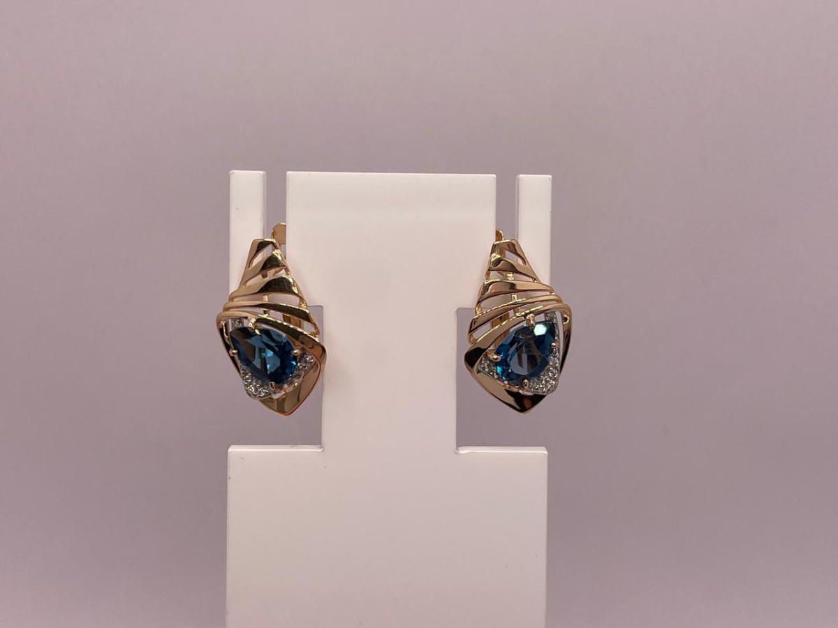 СЕРЬГИ ЛОНДОН-ТОПАЗ с камнями (Au 585)