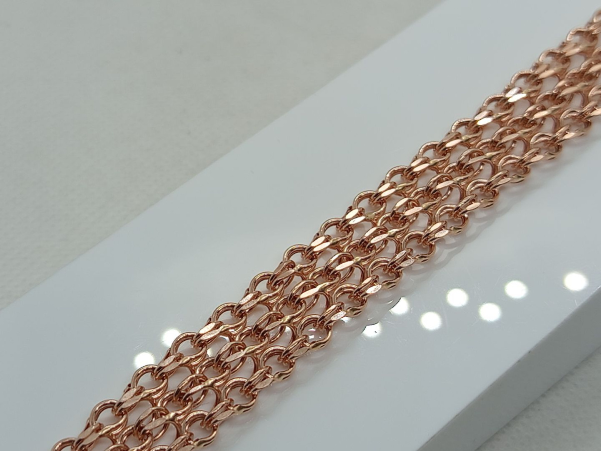 БРАСЛЕТ ПУСТОТЕЛЫЙ Бисмарк тройной (Au 585)