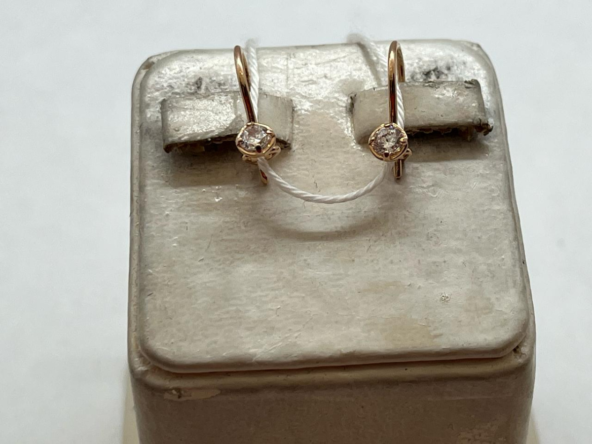 СКМ585 СЕРЬГИ С КАМНЕМ (Au 585)