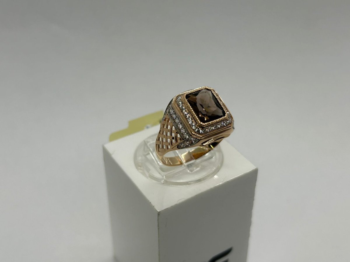 КОЛЬЦО ПЕЧАТКА с камнями (Au 585)