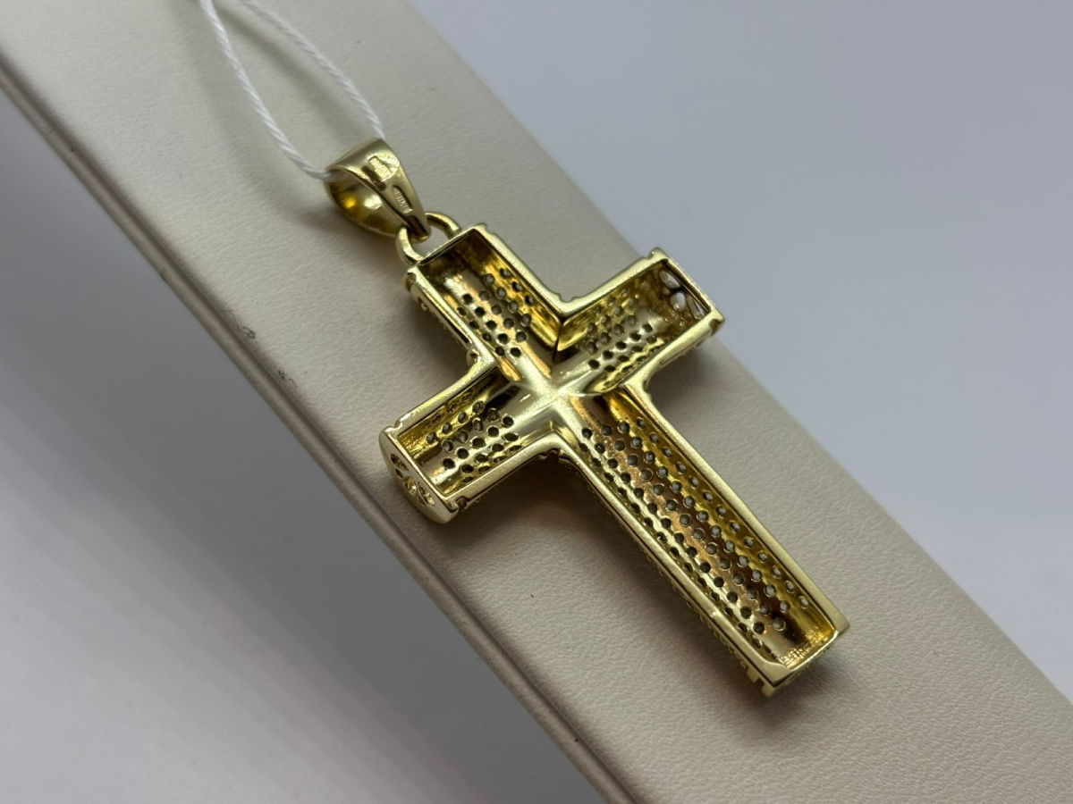 ПОДККИ585 ПОДВЕСКА КРЕСТ С КАМНЯМИ (Au 585)