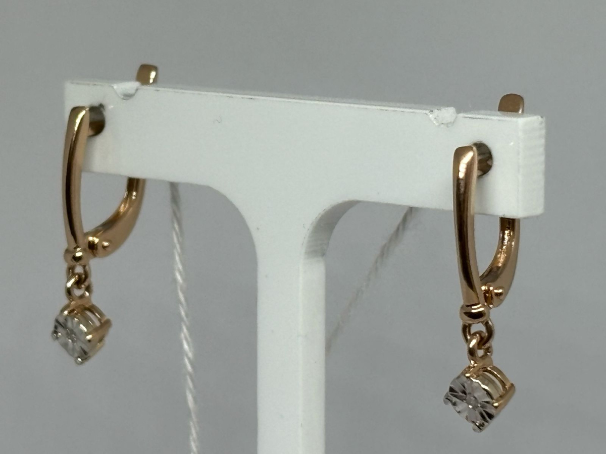 СКМ585 СЕРЬГИ С КАМНЕМ (Au 585)