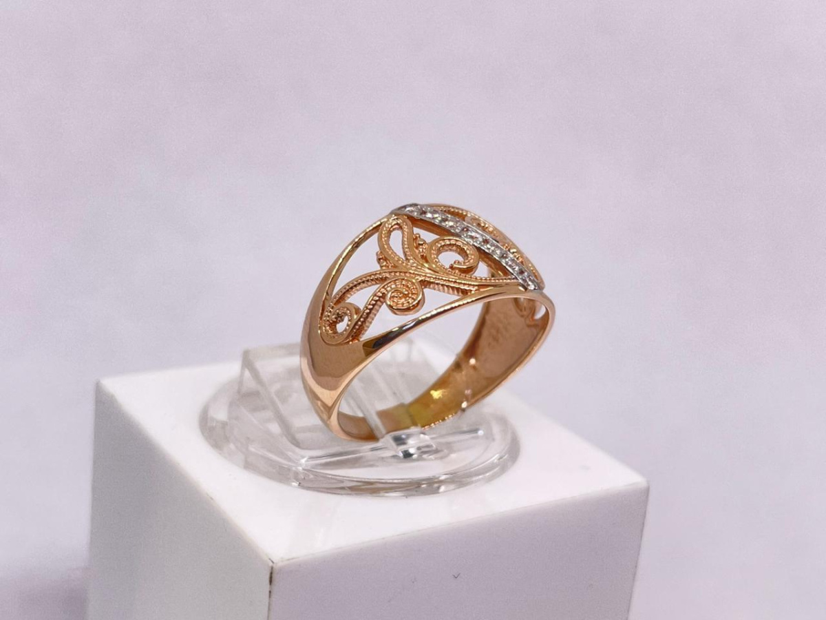 К-062_au КОЛЬЦО С КАМНЯМИ (Au 585)