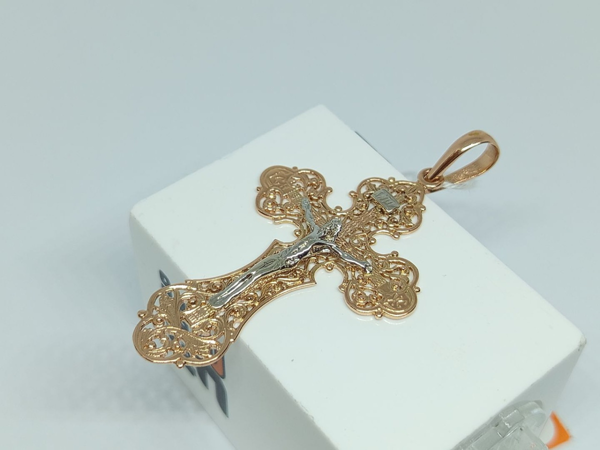 ПОДКБК585 ПОДВЕСКА КРЕСТ БЕЗ КАМНЯ (Au 585)