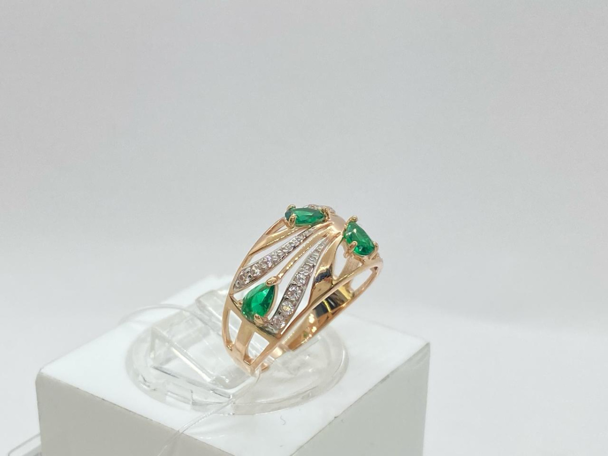 КОЛЬЦО С КАМНЯМИ (Au 585)