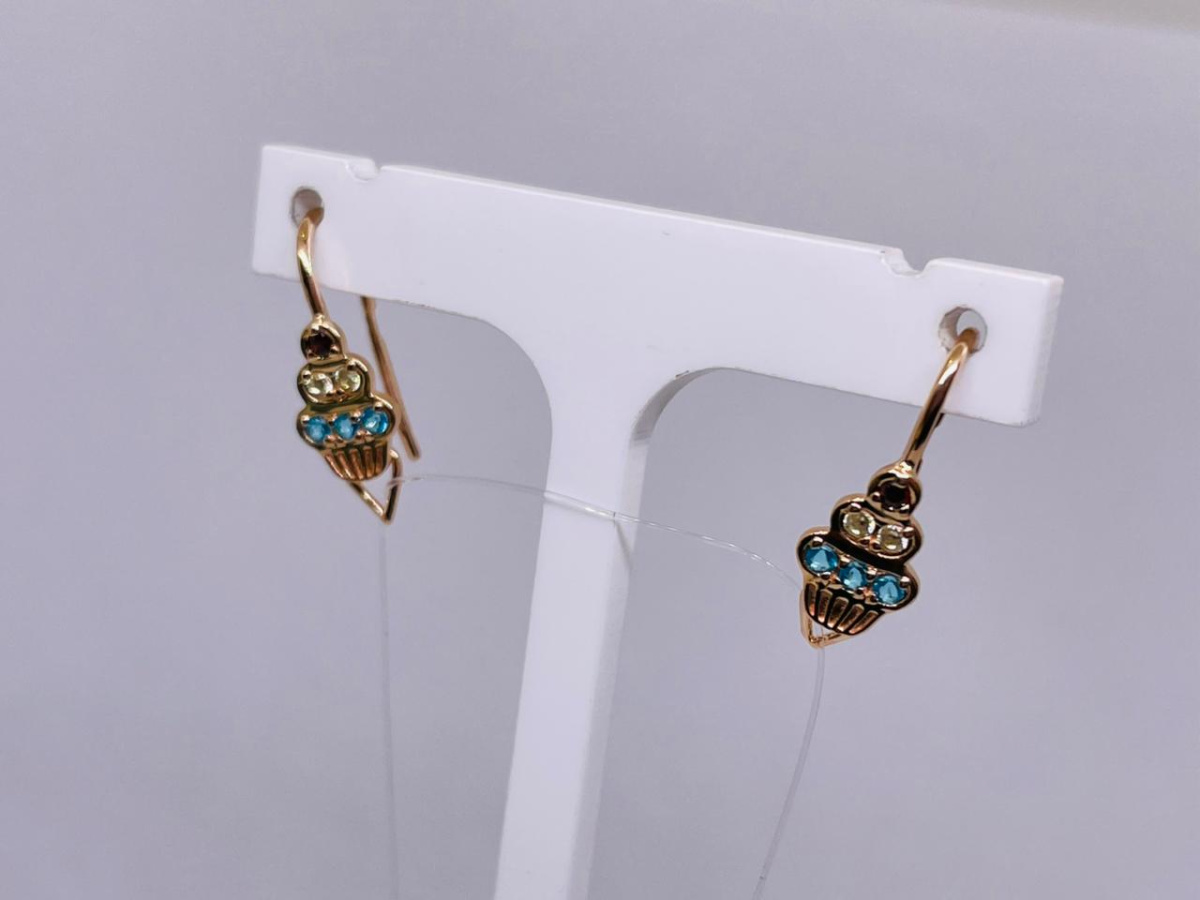 СЕРЬГИ ПЕТЕЛЬКА с камнями (Au 585)