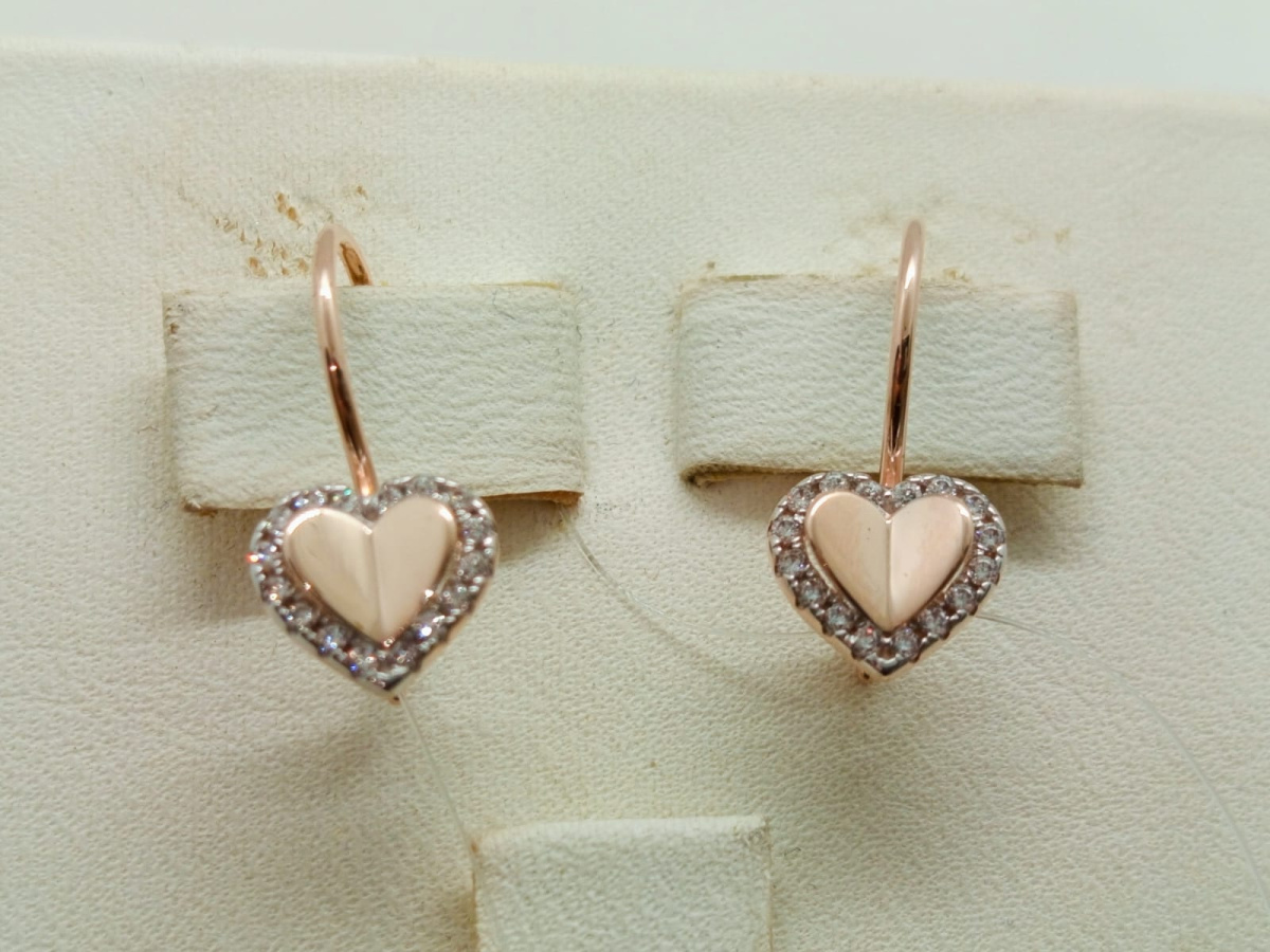 СЕРЬГИ ПЕТЕЛЬКА с камнями (Au 585)