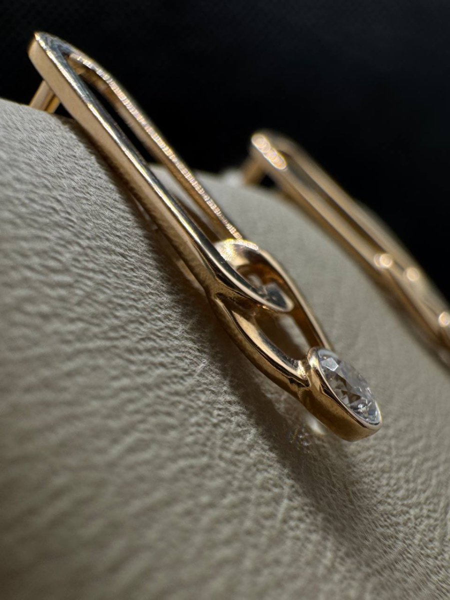 СКМ585 СЕРЬГИ С КАМНЕМ (Au 585)