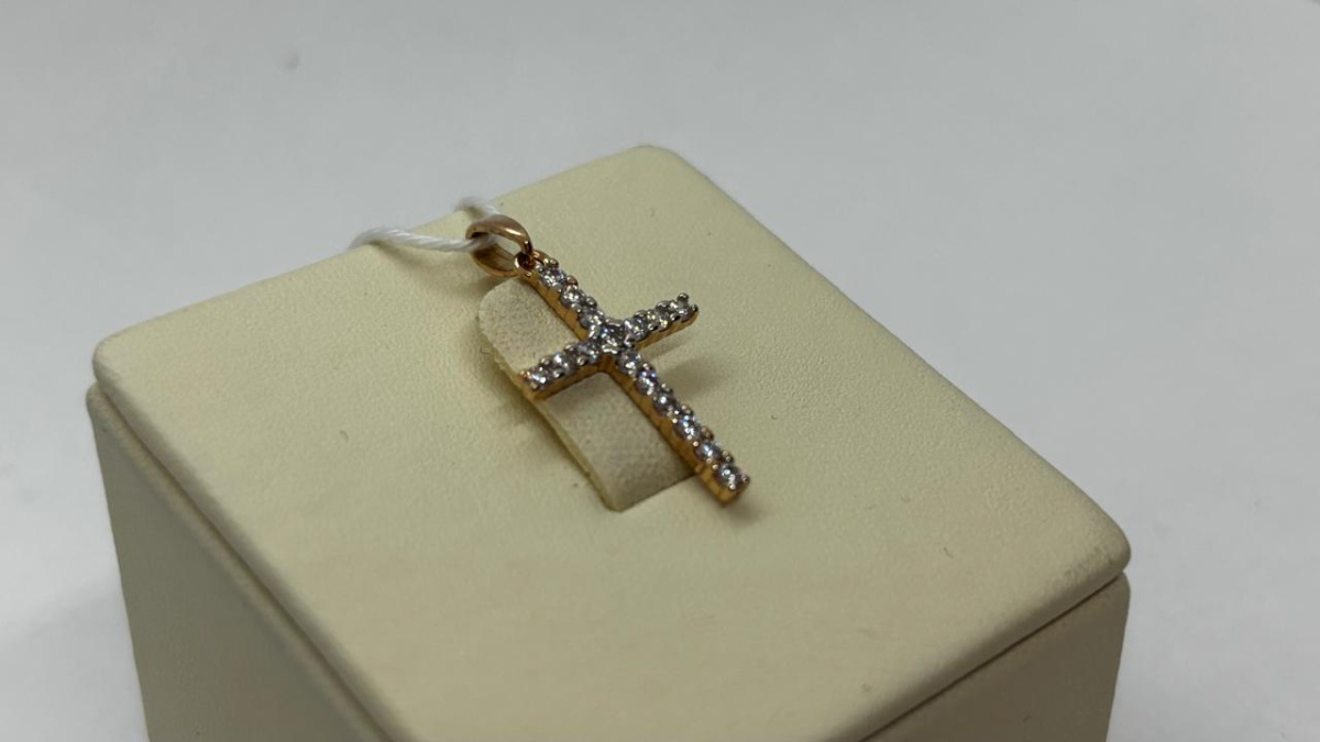 ПОДВЕСКА КРЕСТ С КАМНЯМИ (Au 585)