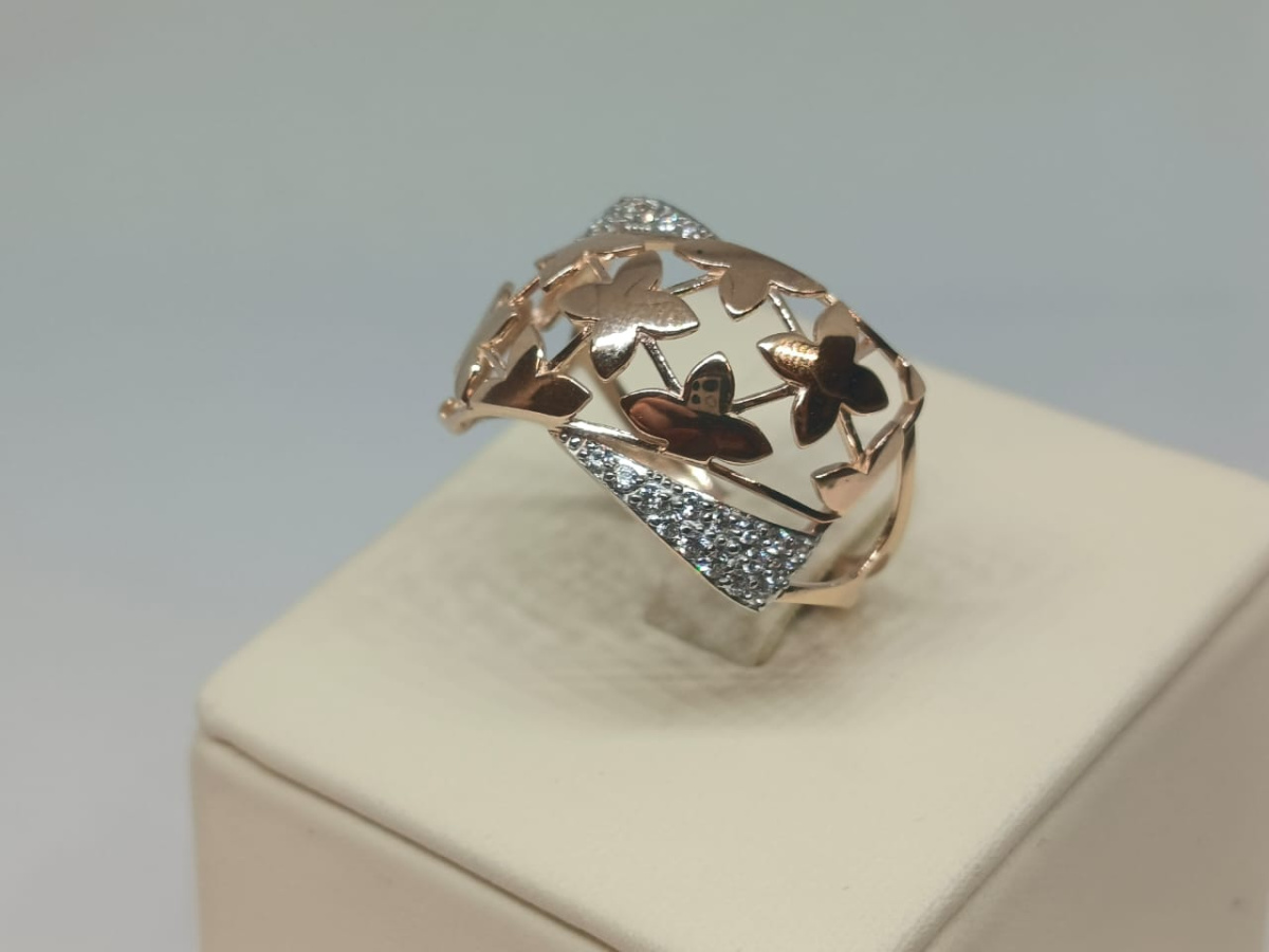 КОЛЬЦО С КАМНЯМИ (Au 585)