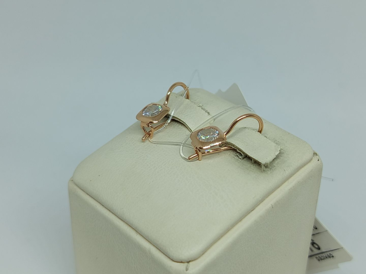 СЕРЬГИ ПЕТЕЛЬКА с камнем (Au 585)