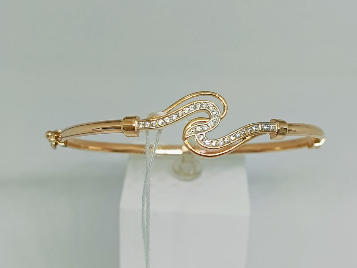 БЖКИ585 БРАСЛЕТ ЖЕСТКИЙ С КАМНЯМИ (Au 585)