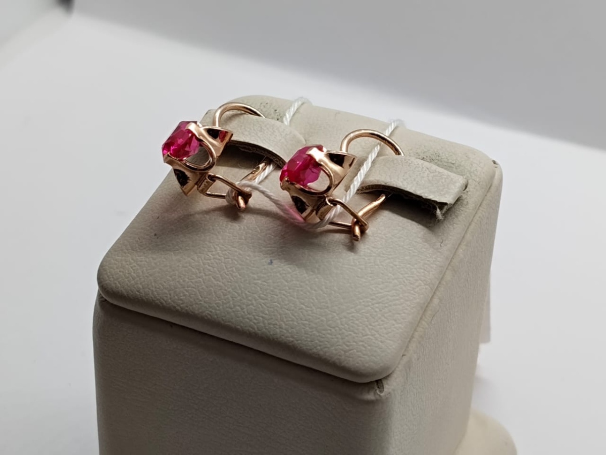 СКМ583 СЕРЬГИ С КАМНЕМ (Au 583)