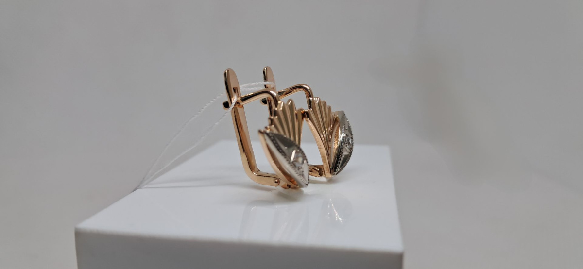 СКМ585 СЕРЬГИ С КАМНЕМ (Au 585)