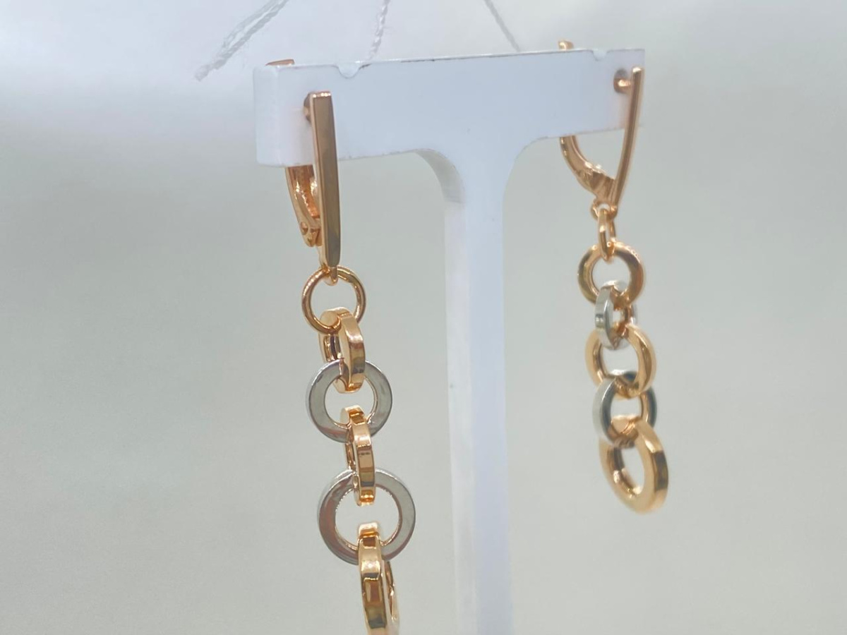 Т-925-2 СЕРЬГИ БЕЗ КАМНЯ (Au 585)