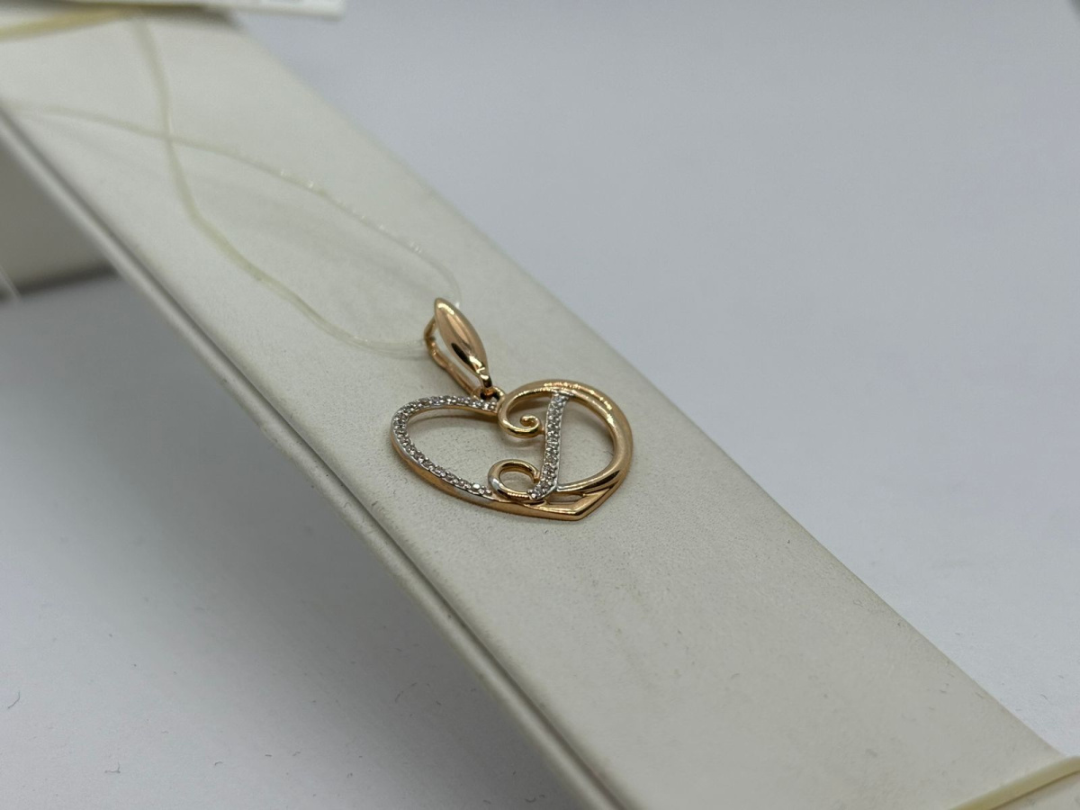 ПОДВЕСКА БУКВА Д с камнями (Au 585)