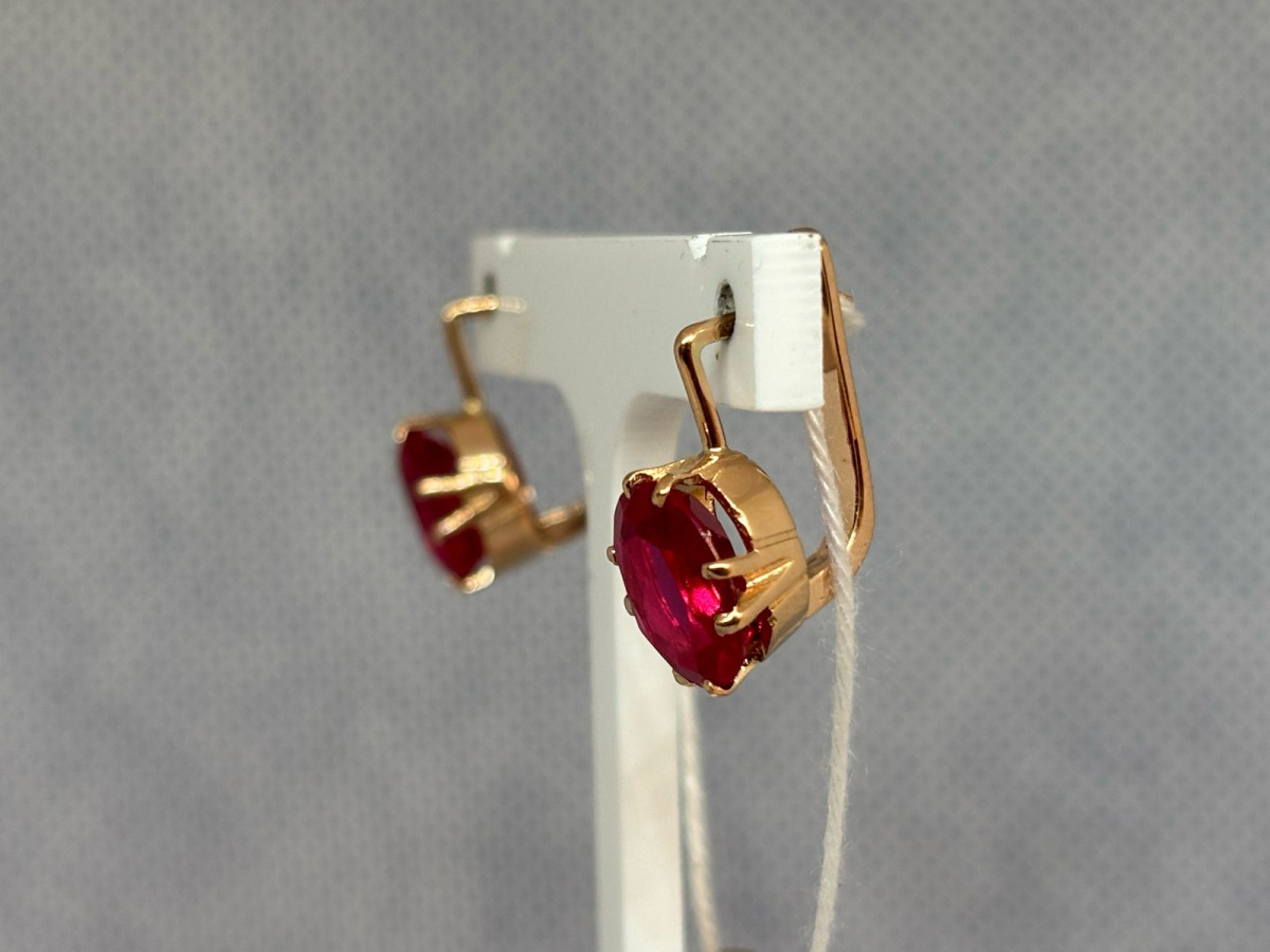 СКМ583 СЕРЬГИ С КАМНЕМ (Au 583)