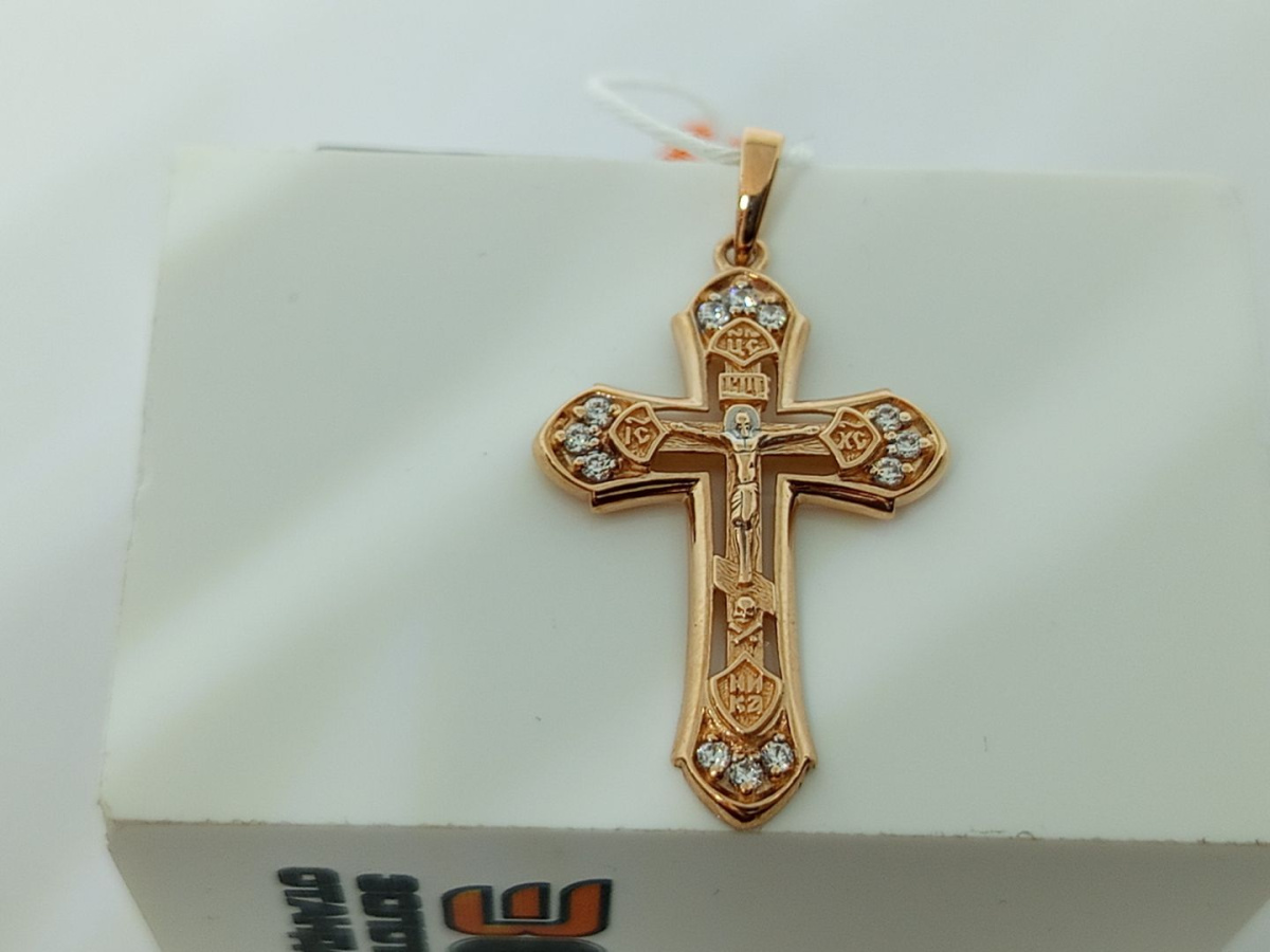 ПОДВЕСКА КРЕСТ С КАМНЯМИ (Au 585)