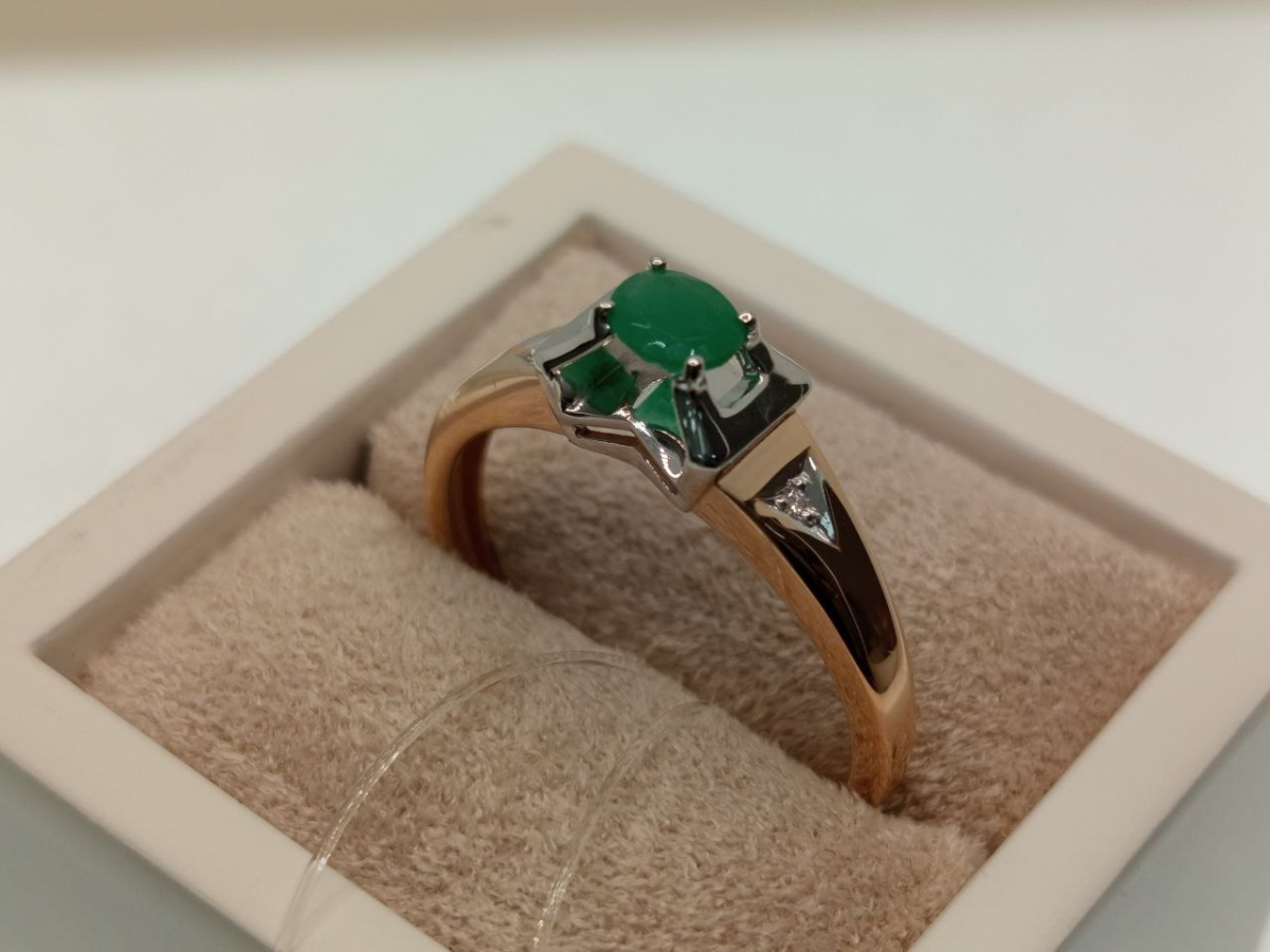 КОЛЬЦО Бриллиант, изумруд (Au 585)