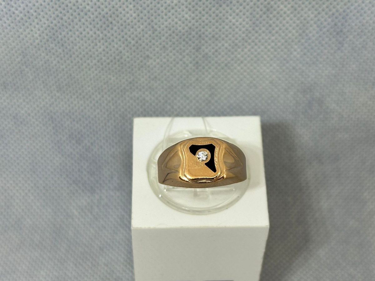 КОЛЬЦО ПЕЧАТКА Эмаль с камнем (Au 585)