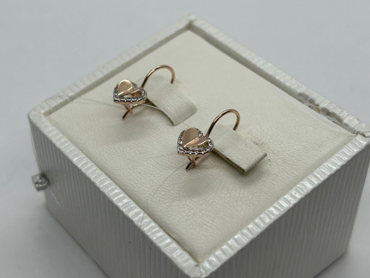 СЕРЬГИ ПЕТЕЛЬКА с камнями (Au 585)