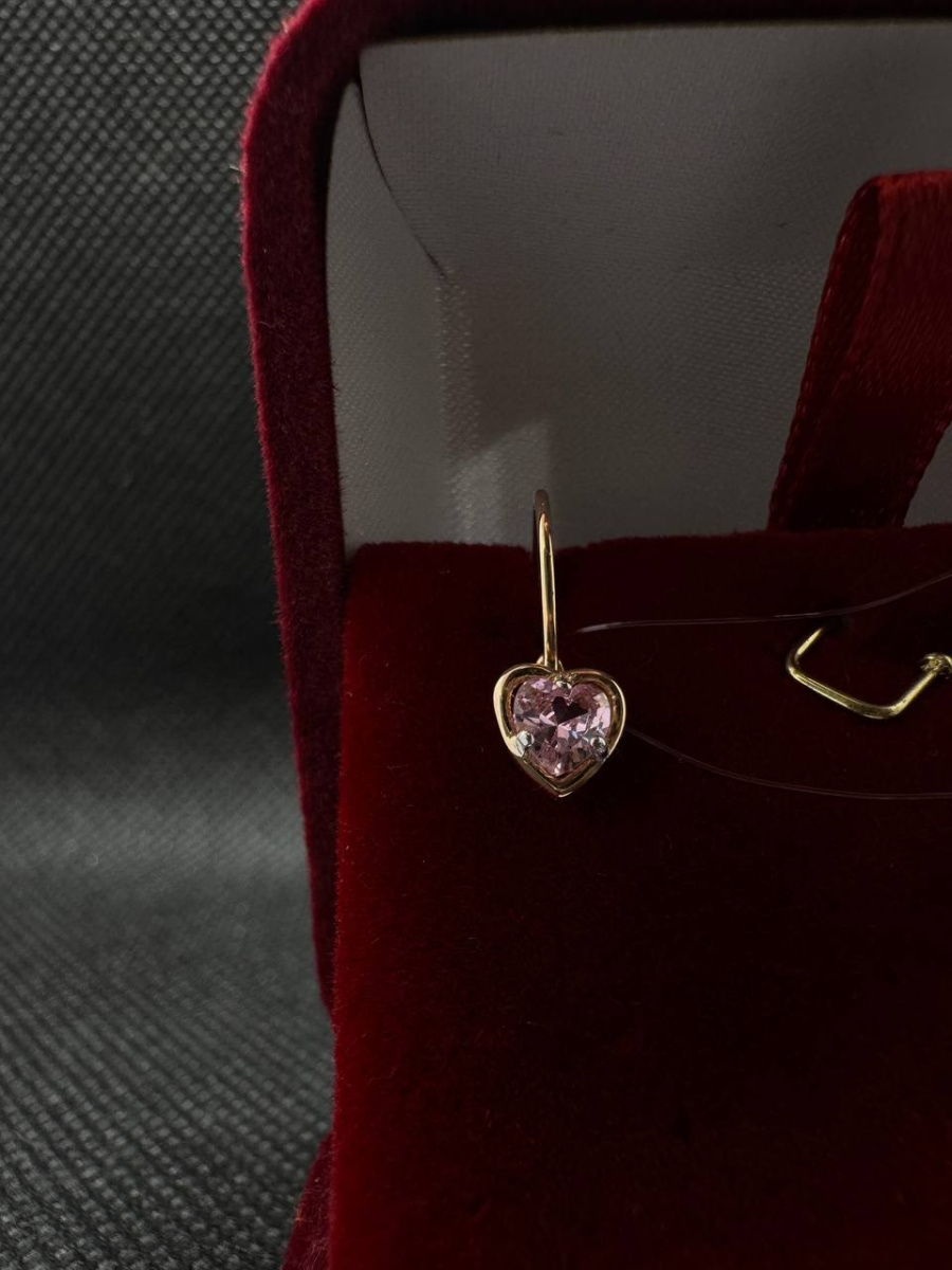 СЕРЬГИ ПЕТЕЛЬКА с камнем (Au 585)