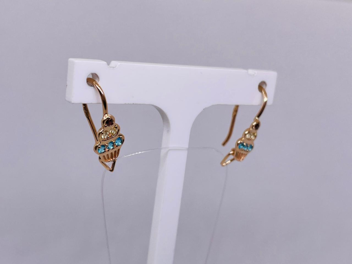 СЕРЬГИ ПЕТЕЛЬКА с камнями (Au 585)