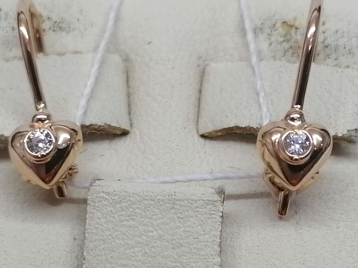 СЕРЬГИ ПЕТЕЛЬКА с камнем (Au 585) СЕРЬГИ ПЕТЕЛЬКА с камнем (Au 585)