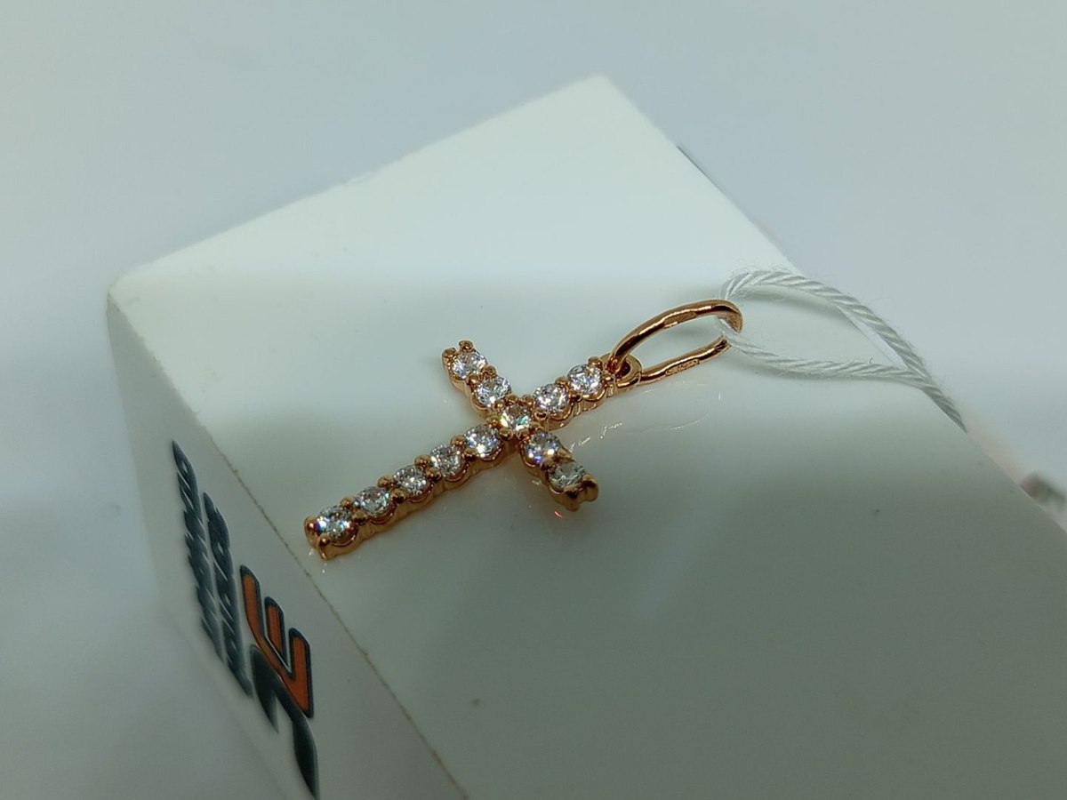 ПОДККИ585 ПОДВЕСКА КРЕСТ С КАМНЯМИ (Au 585)