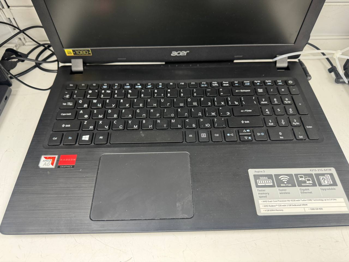 Ноутбук Acer; A6-9225, Radeon 520, 4 Гб, Нет, 1 Tb