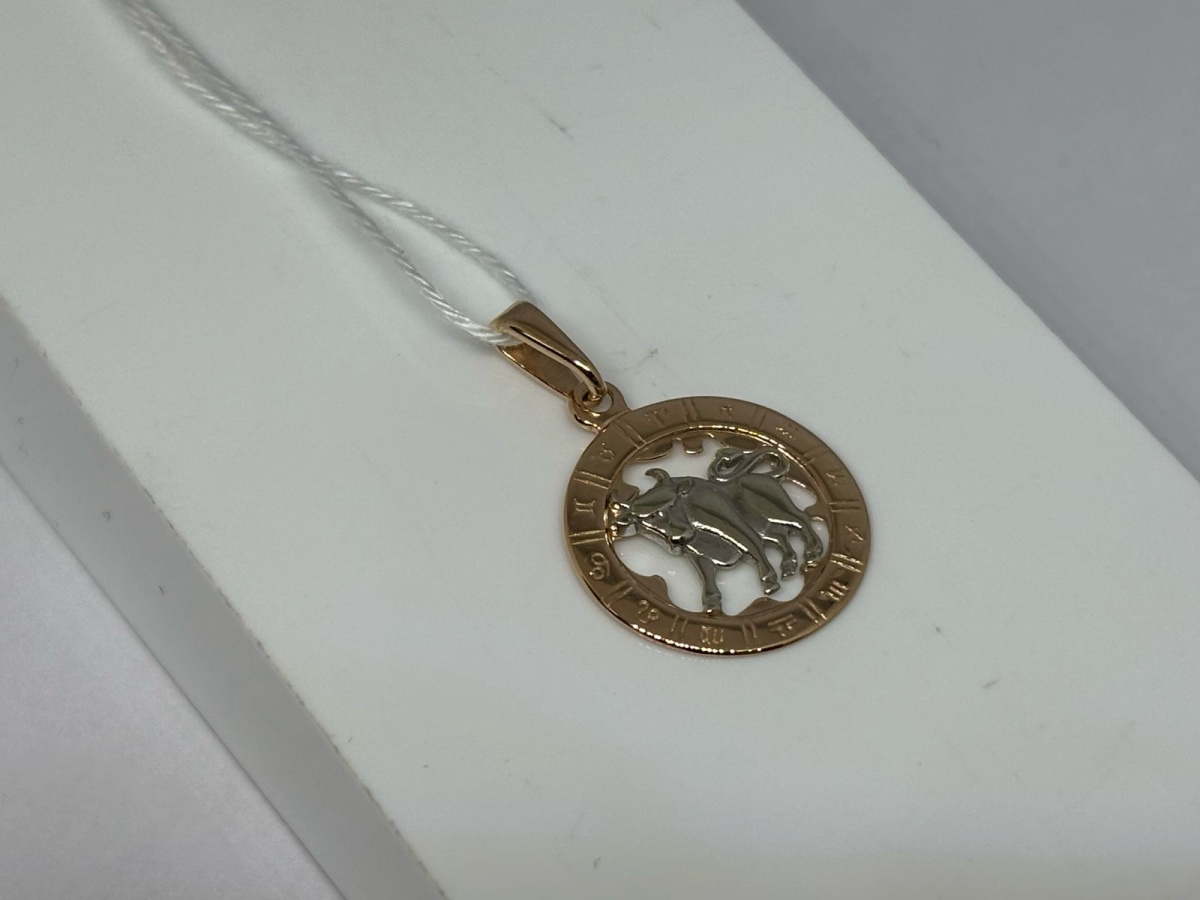 ПОДЗЗТ585 ПОДВЕСКА ЗНАК ЗОДИАКА ТЕЛЕЦ (Au 585)