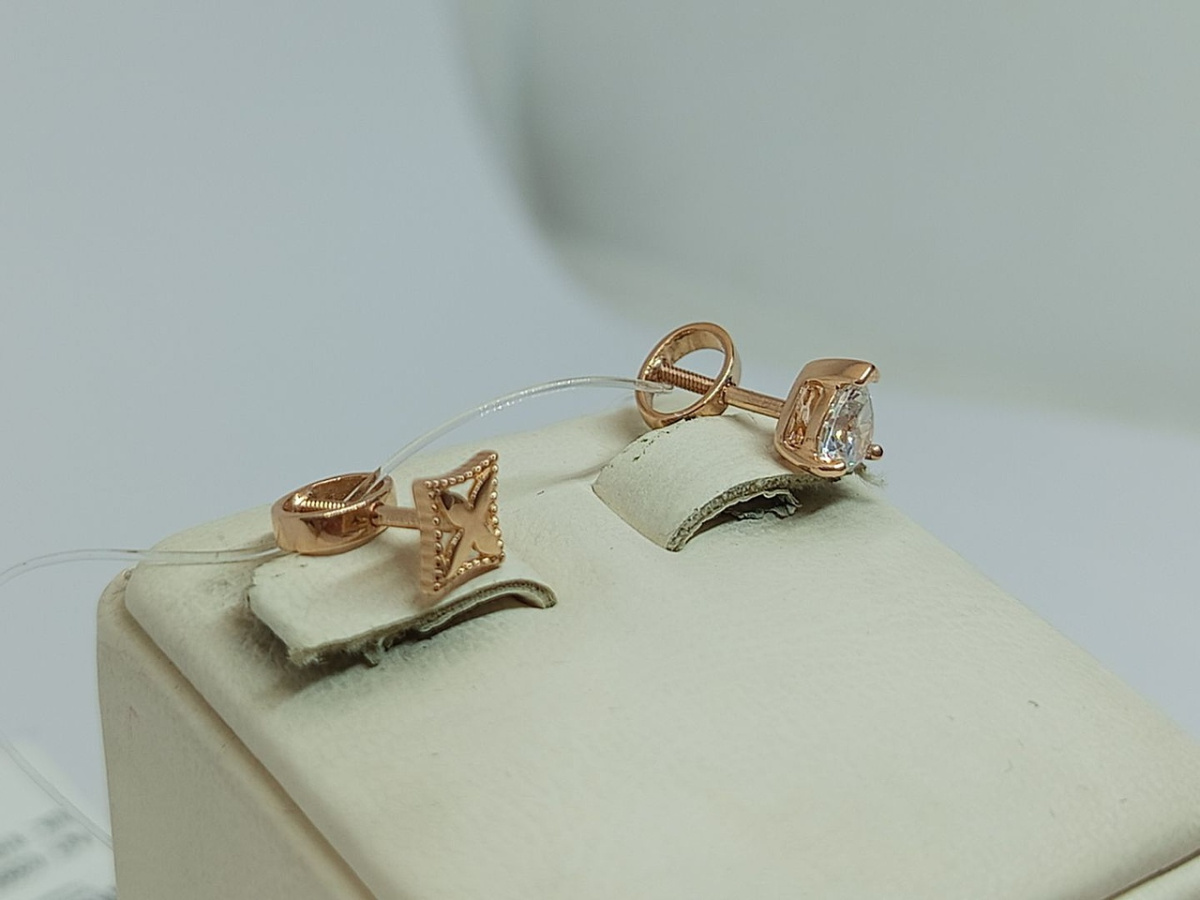 СЕРЬГИ ПУСЕТЫ с камнем (Au 585)