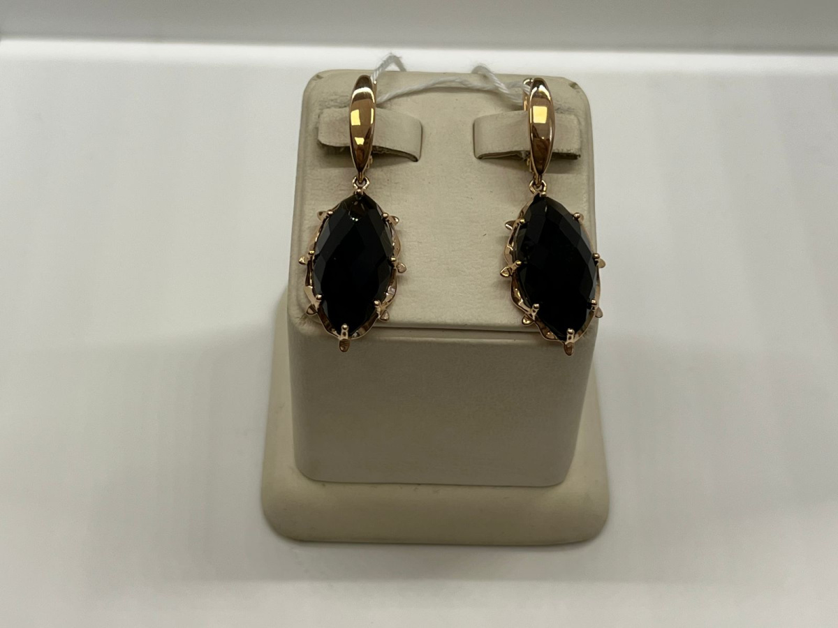 СКМ585 СЕРЬГИ С КАМНЕМ (Au 585)