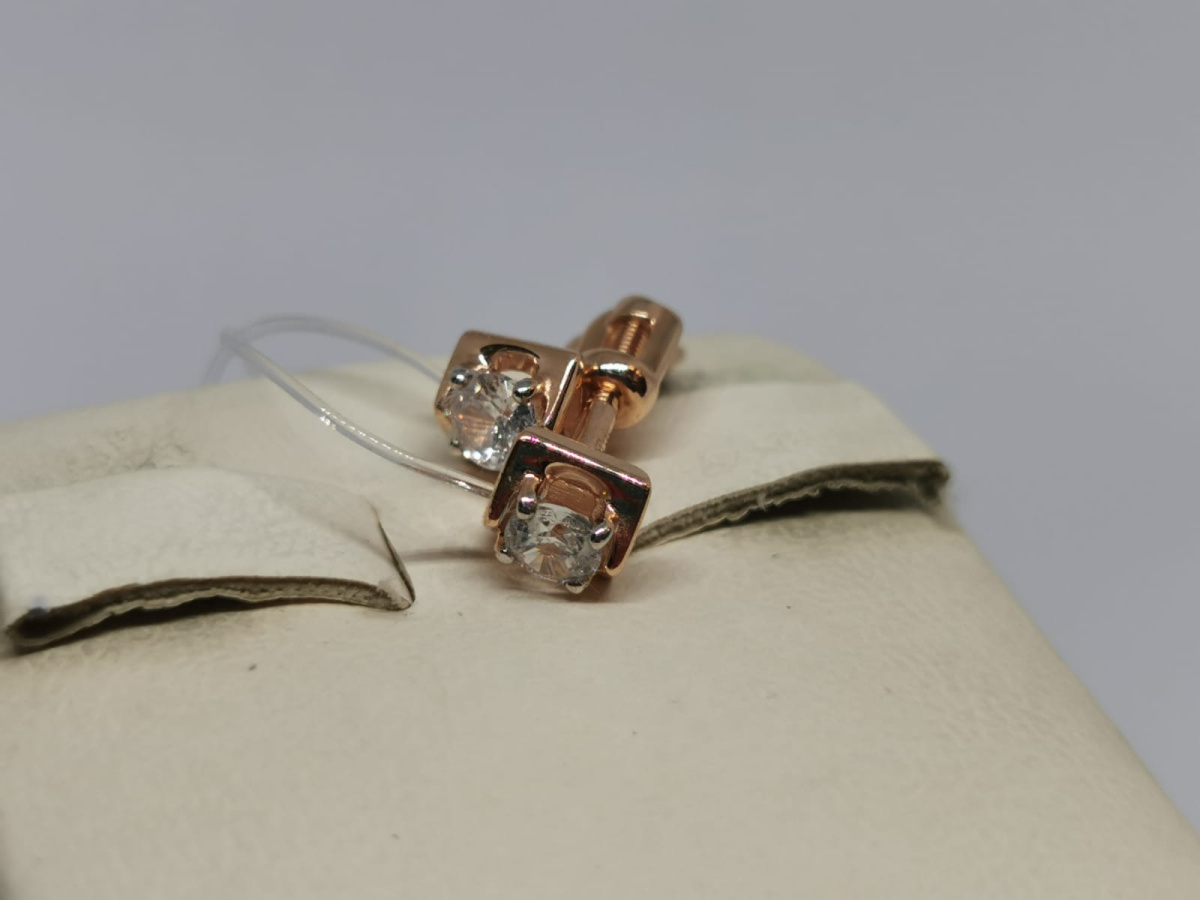 СЕРЬГИ ПУСЕТЫ с камнем (Au 585)