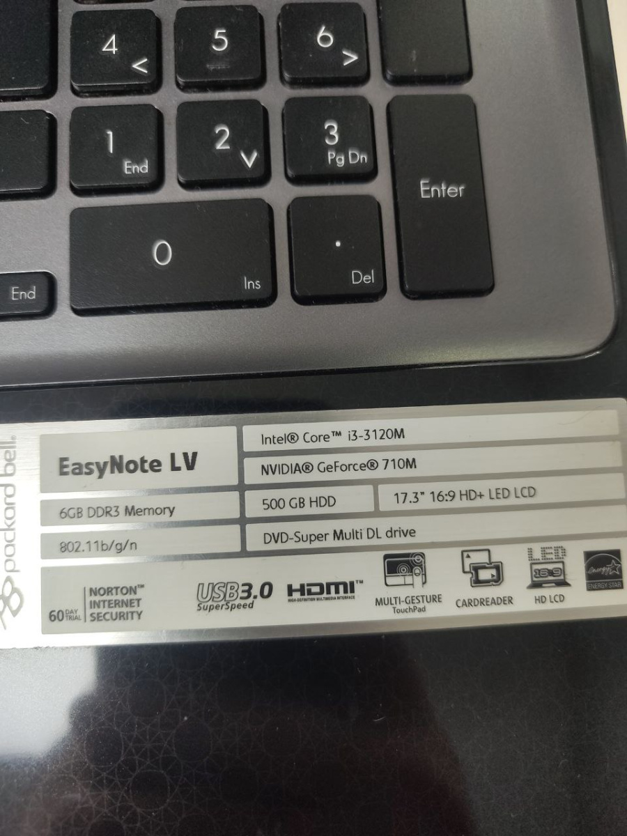 Ноутбук PACKARD BELL VG70; Core i3-3120M, GeForce GT 710M, 6 Гб, Нет, 500 Гб