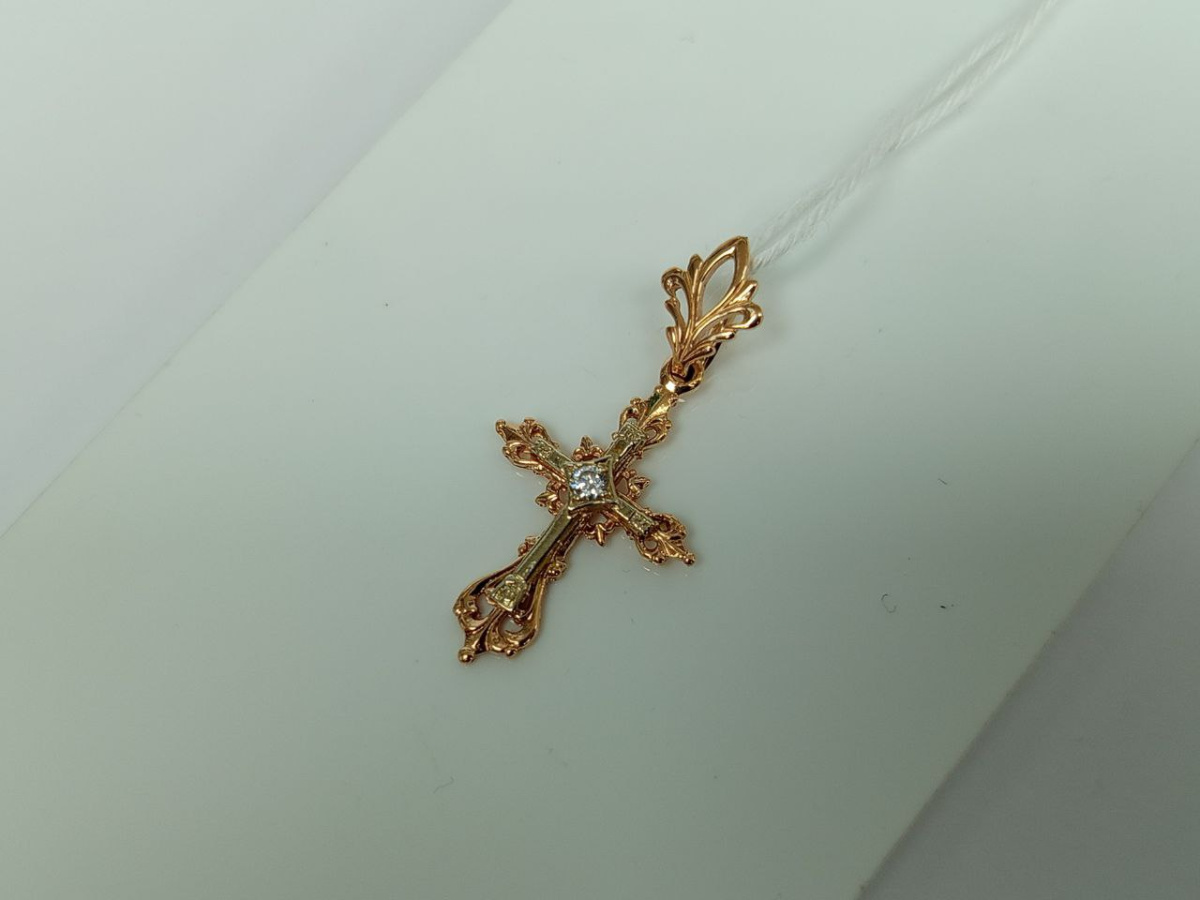 ПОДВЕСКА КРЕСТ С КАМНЕМ (Au 585)