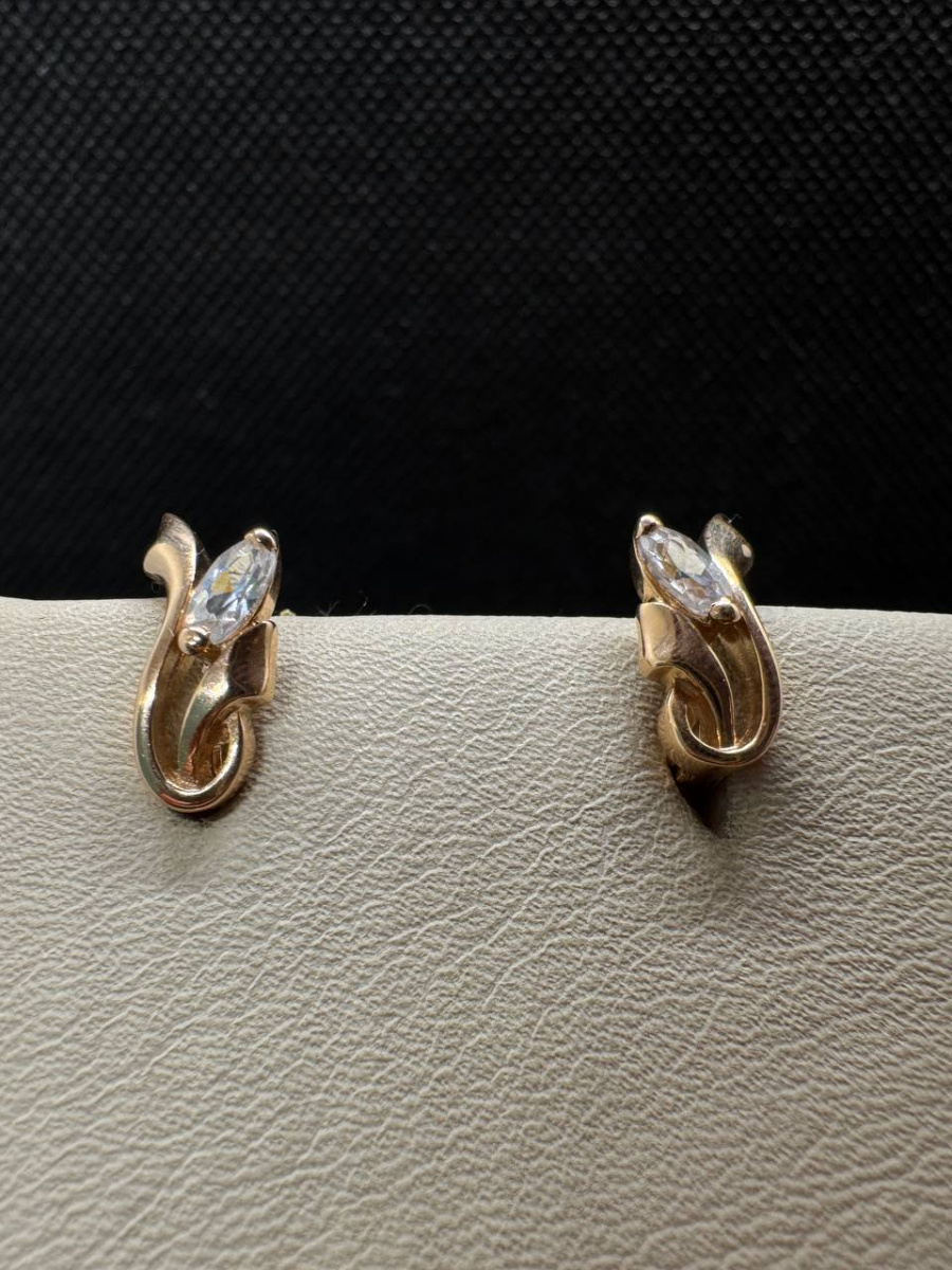 СКМ585 СЕРЬГИ С КАМНЕМ (Au 585)