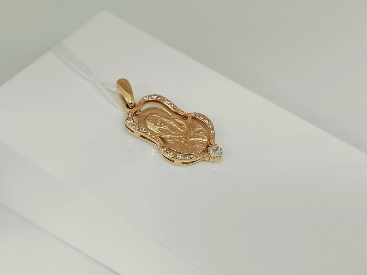 ПОДИКИ585 ПОДВЕСКА ИКОНА С КАМНЯМИ (Au 585)