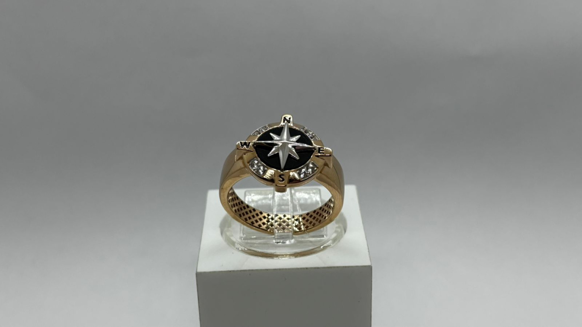 040013 КОЛЬЦО ПЕЧАТКА с камнями (Au 585)