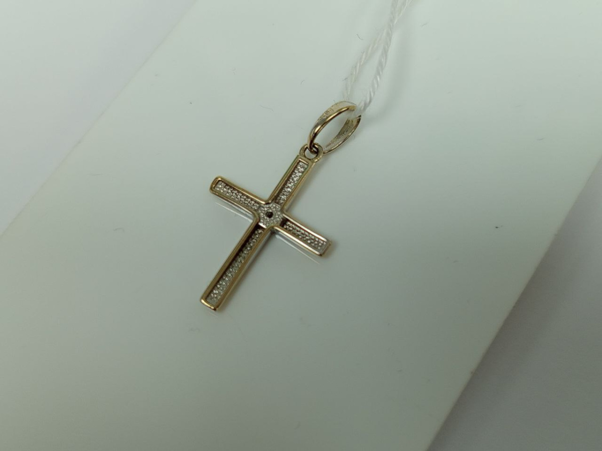 ПОДККИ585 ПОДВЕСКА КРЕСТ С КАМНЕМ (Au 585)