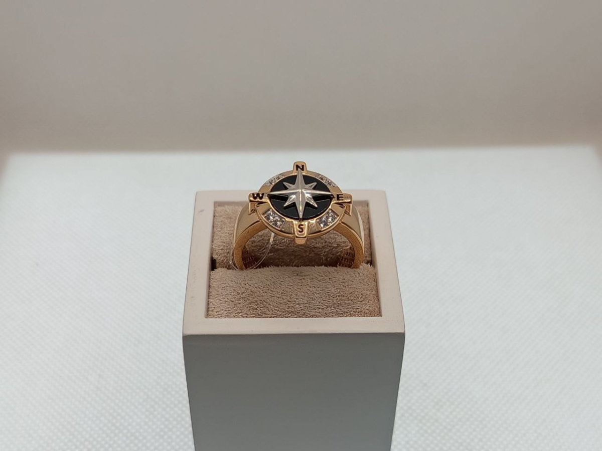 040013 КОЛЬЦО ПЕЧАТКА с камнями (Au 585)